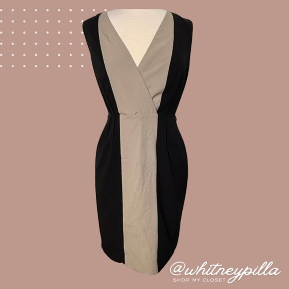 3/$20 Calvin Klein Dress Sleeveless Sheath midi Black & Tan Colorblock Women’s 8